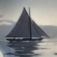 Bing & Grøndahl B&G Denmark Porcelain Trinket Dish | Sailboat Maritime Scene | Grisaille Underglaze | Made in Denmark | Model 474 | Danish Porcelain Collectible