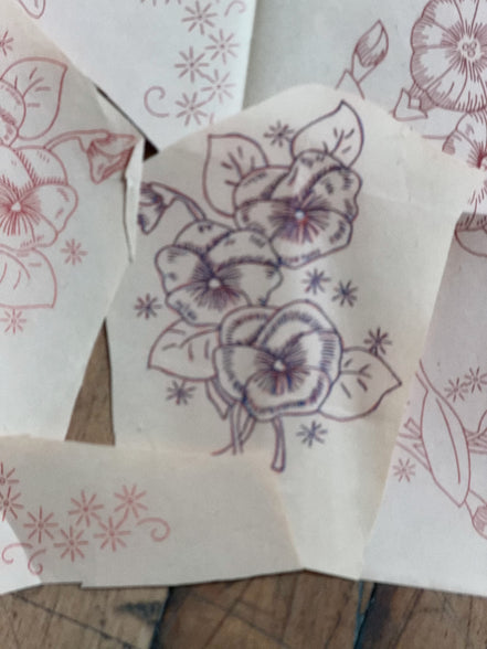 Vintage Aunt Martha's Hot Iron Transfer #3254 "14 Floral Motifs," Pansy, Rose & Sweet Pea Embroidery Pattern with Crochet Edgings