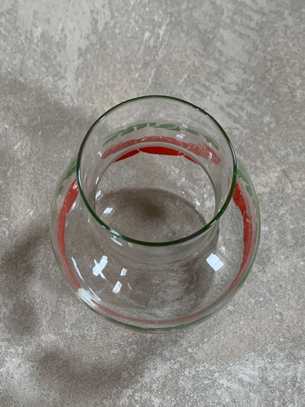 Mid-Century Clear Glass Tomato Carafe | Silk-Screened Decoration | c. 1950s–1960s