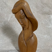 Philippine Hand-Carved Hardwood Female Bust | Modigliani Influence | Manila, 1969
