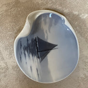 Bing & Grøndahl B&G Denmark Porcelain Trinket Dish | Sailboat Maritime Scene | Grisaille Underglaze | Made in Denmark | Model 474 | Danish Porcelain Collectible