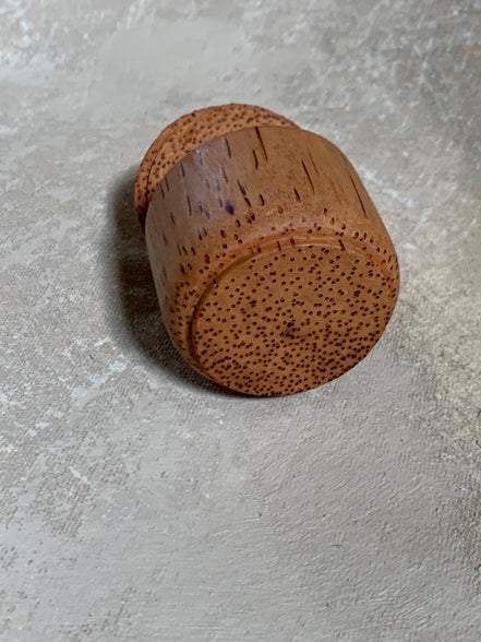 Coconut Palm Wood Turned Lidded Trinket Box | Natural Vascular Grain | Domed Lid | Folk Craft | Southeast Asia | Mid-Century | Vanity Jewelry Box
