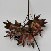 Flame-Painted Copper Maple Leaf Sculpture Spray, Torch-Cut Metal Art