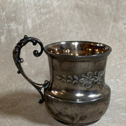 Monarch Silver Co. Triple Plate Victorian Christening Cup, Engraved Floral, Pattern 95