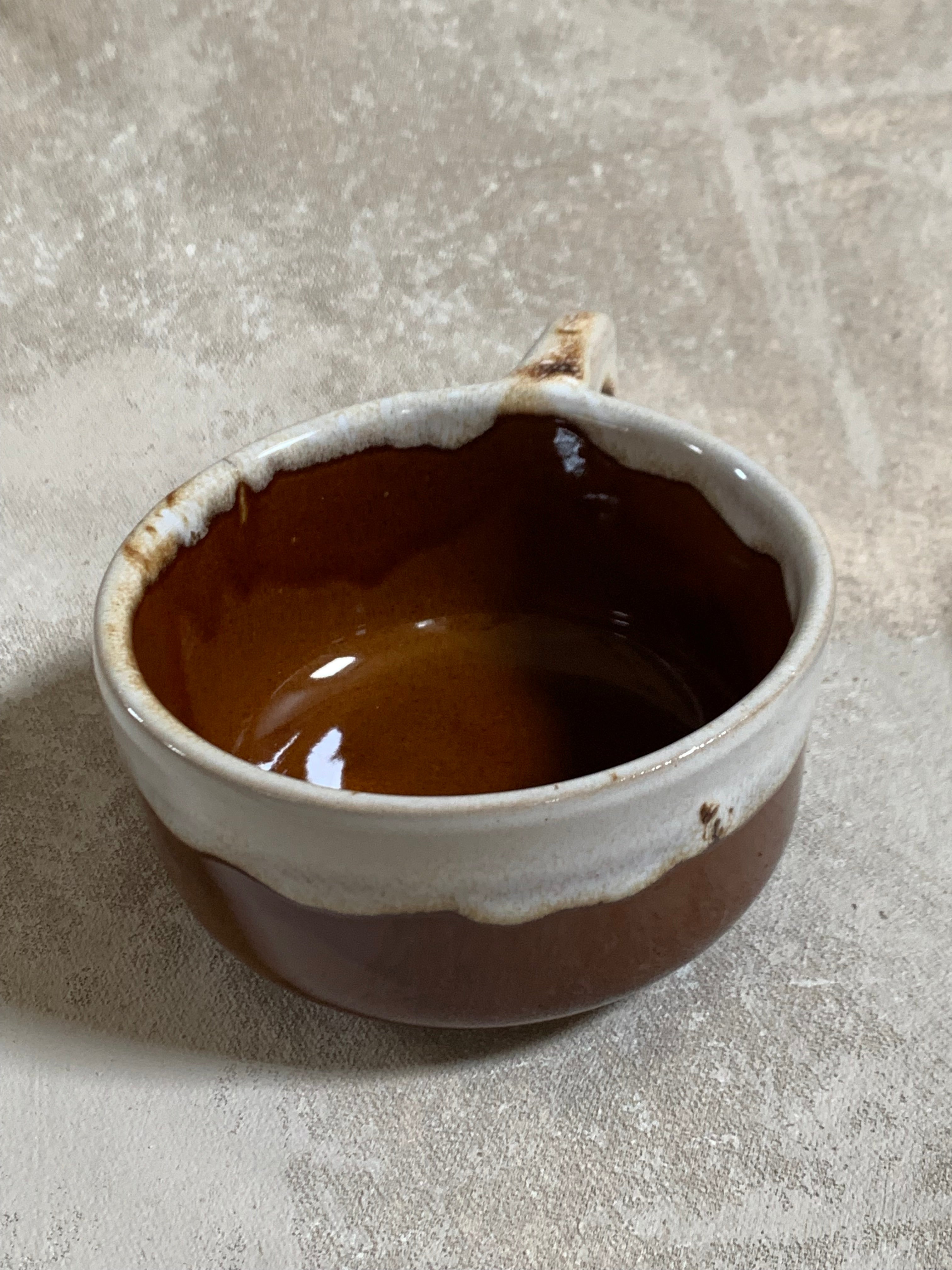 Western Stoneware Co. Mug Set of Two | WS Maple Leaf Mark | Brown Drip Glaze | Loop Handle | Monmouth Illinois | circa 1960s–1970s | Stoneware | Kitchen Decor