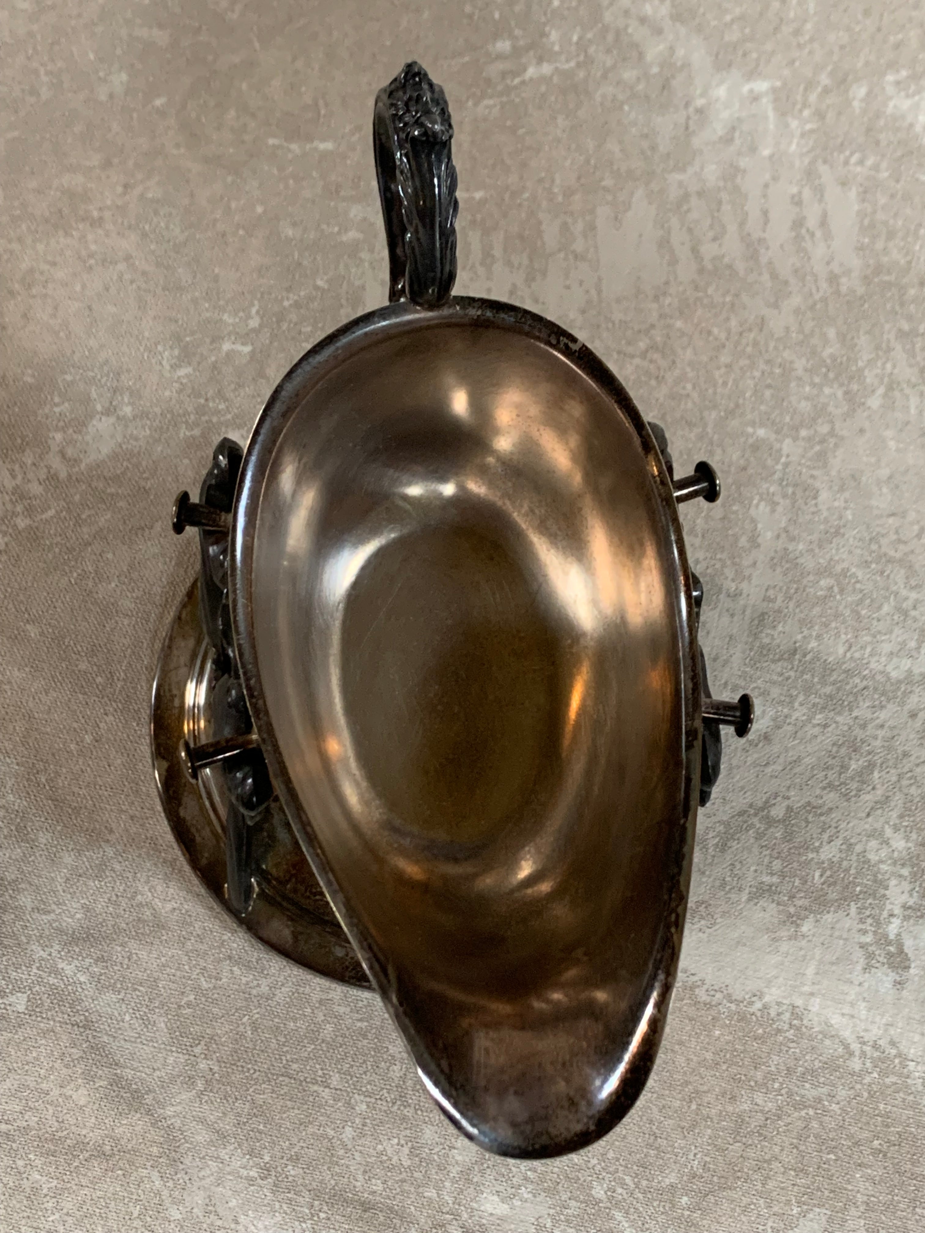 F.B. Rogers Silver Co. Gravy Boat on Rococo Warming Stand, Complete