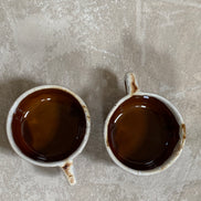 Western Stoneware Co. Mug Set of Two | WS Maple Leaf Mark | Brown Drip Glaze | Loop Handle | Monmouth Illinois | circa 1960s–1970s | Stoneware | Kitchen Decor