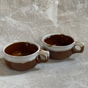 Western Stoneware Co. Mug Set of Two | WS Maple Leaf Mark | Brown Drip Glaze | Loop Handle | Monmouth Illinois | circa 1960s–1970s | Stoneware | Kitchen Decor