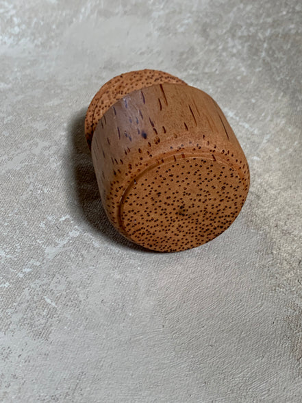 Coconut Palm Wood Turned Lidded Trinket Box | Natural Vascular Grain | Domed Lid | Folk Craft | Southeast Asia | Mid-Century | Vanity Jewelry Box
