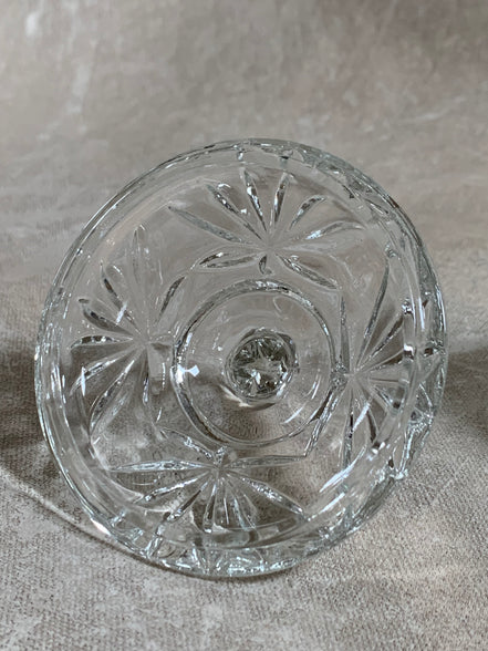 Cut Glass Lidded Candy Jar, Starburst Pattern, Mid-Century