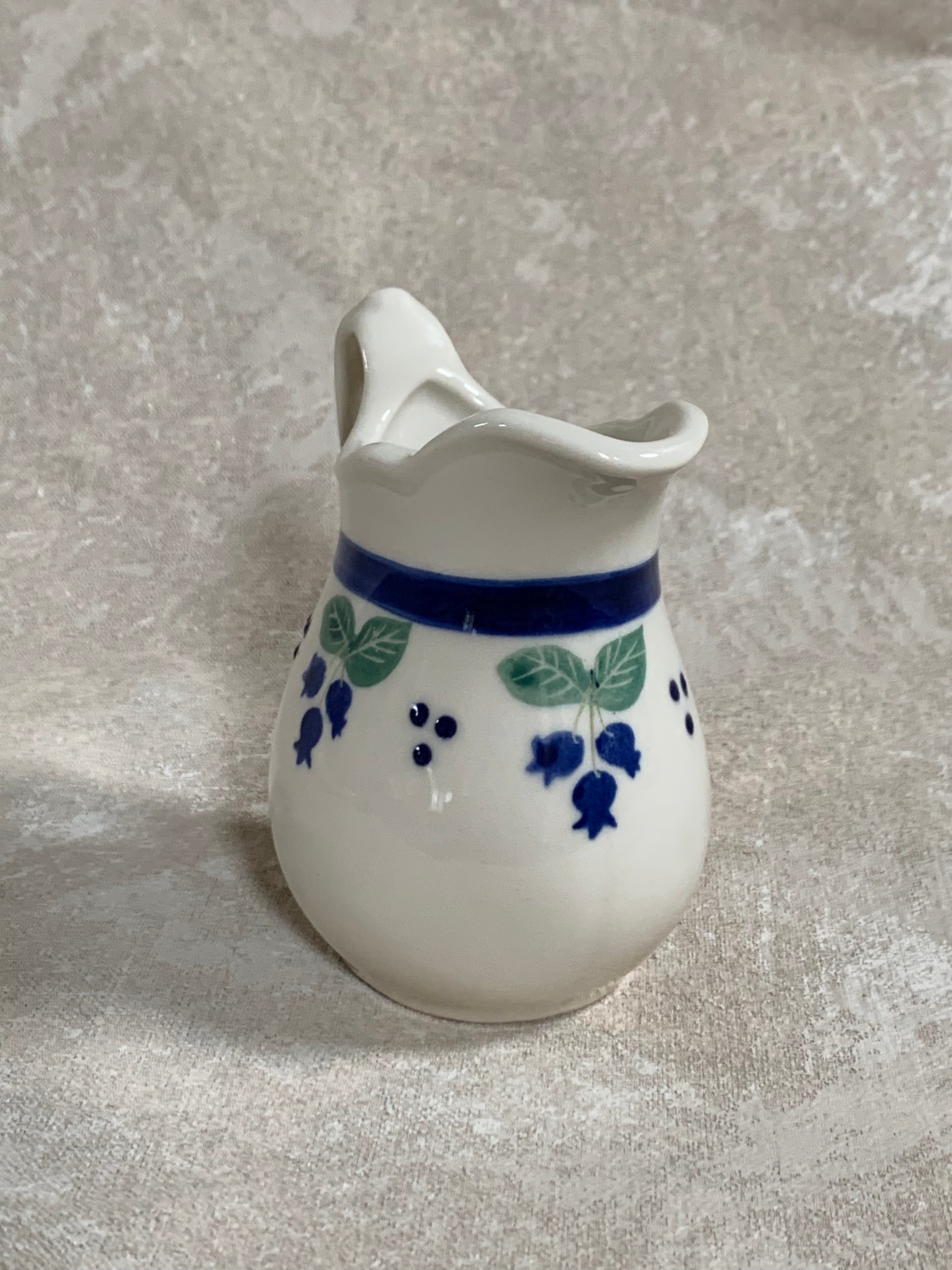 Arabia Finland Pomona Blueberry Creamer | Raija Uosikkinen | Cobalt Band | Scalloped Rim | Finnish Porcelain | Mid-Century Scandinavian | Made in Finland