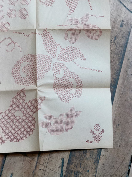Vintage Aunt Martha's Hot Iron Transfer #9360 "Fruit Motifs in Cross Stitch," Uncut Tea Towel Embroidery Pattern