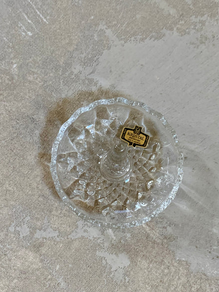 Gold foil Kristal Zaječar label on base — 24% PbO Made in Yugoslavia, 1970s vanity piece