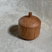 Coconut Palm Wood Turned Lidded Trinket Box | Natural Vascular Grain | Domed Lid | Folk Craft | Southeast Asia | Mid-Century | Vanity Jewelry Box