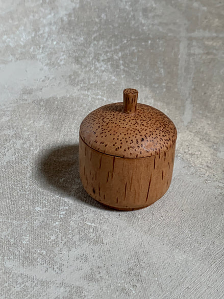 Coconut Palm Wood Turned Lidded Trinket Box | Natural Vascular Grain | Domed Lid | Folk Craft | Southeast Asia | Mid-Century | Vanity Jewelry Box