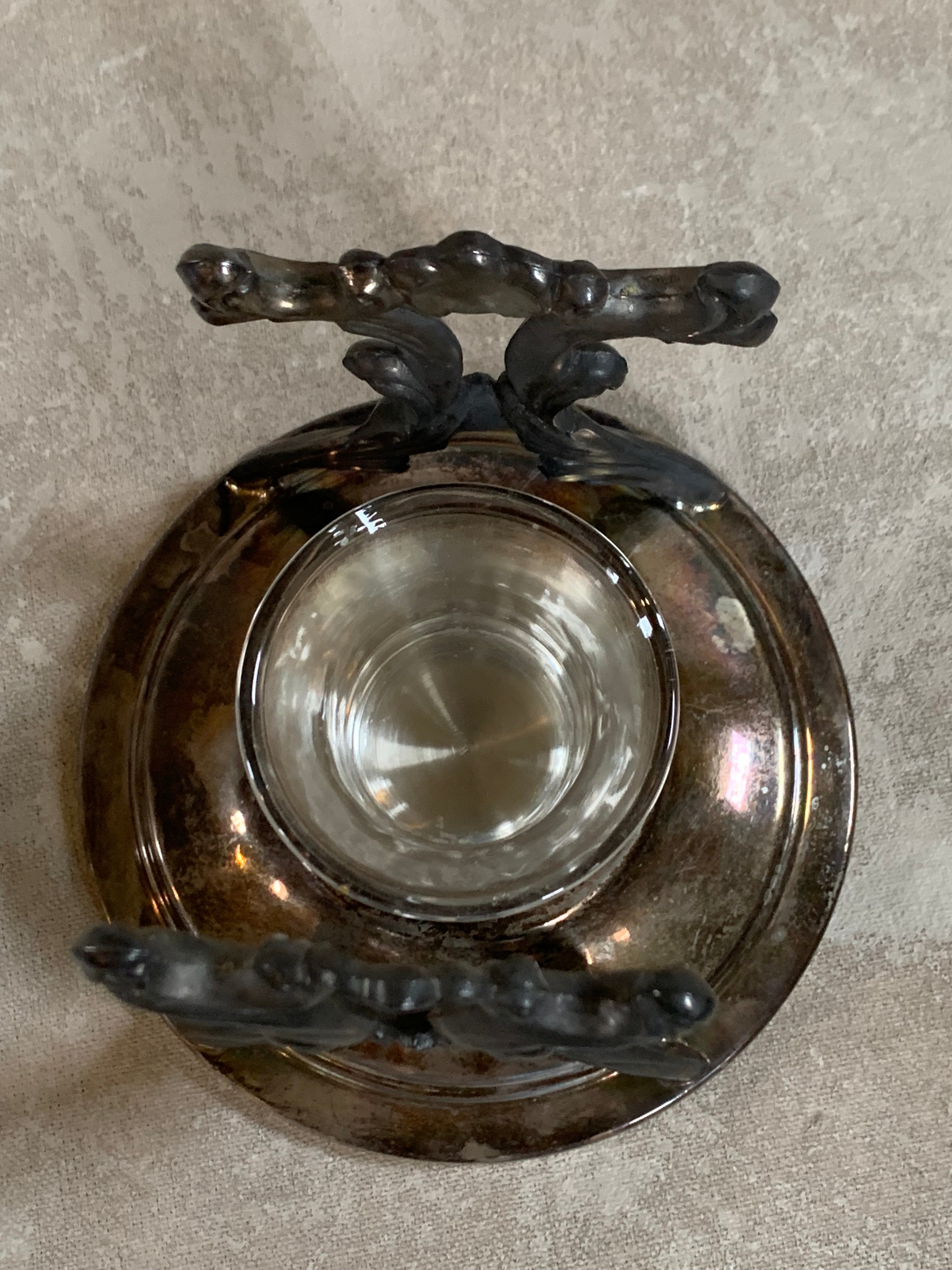 F.B. Rogers Silver Co. Gravy Boat on Rococo Warming Stand, Complete