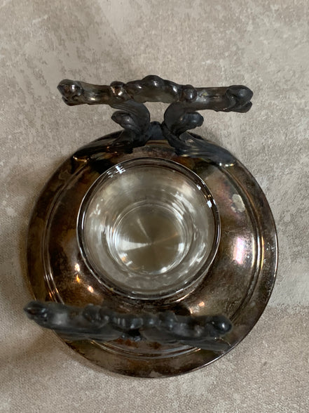 F.B. Rogers Silver Co. Gravy Boat on Rococo Warming Stand, Complete