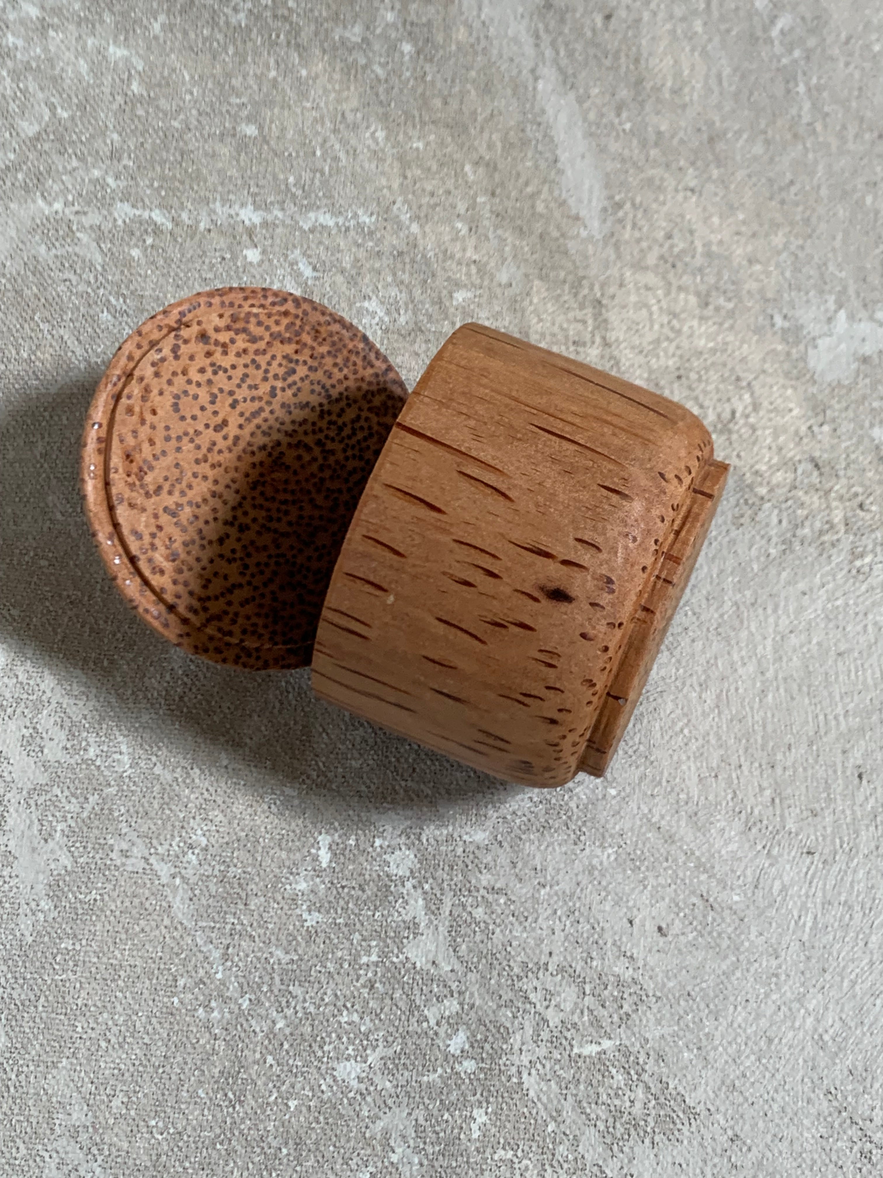 Coconut Palm Wood Turned Lidded Trinket Box | Natural Vascular Grain | Domed Lid | Folk Craft | Southeast Asia | Mid-Century | Vanity Jewelry Box