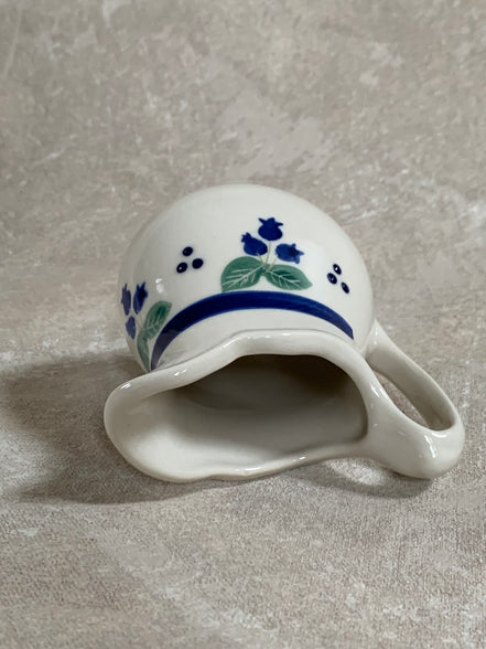 Arabia Finland Pomona Blueberry Creamer | Raija Uosikkinen | Cobalt Band | Scalloped Rim | Finnish Porcelain | Mid-Century Scandinavian | Made in Finland
