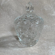 Cut Glass Lidded Candy Jar, Starburst Pattern, Mid-Century