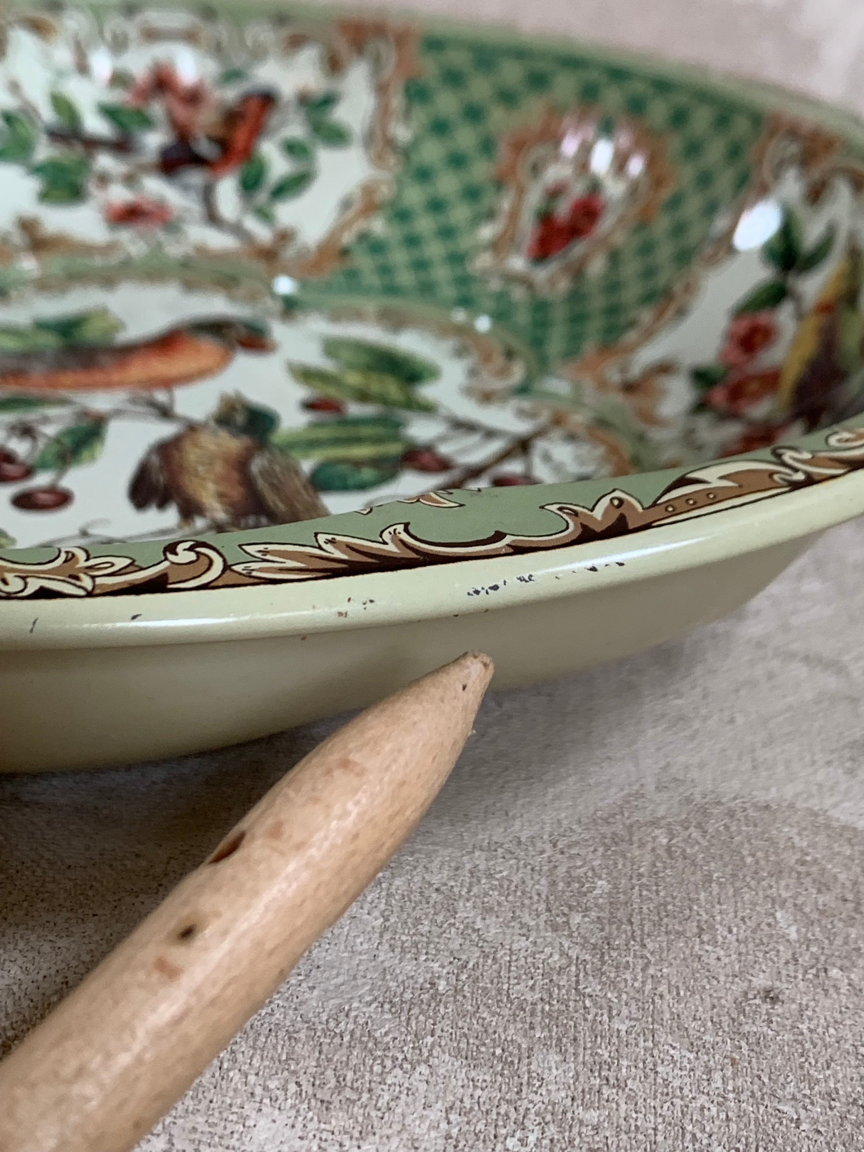 Daher Decorated Ware Bird and Cherry Tin Serving Tray, 1971