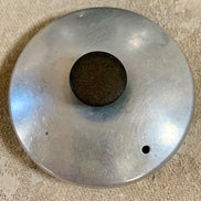 Interior of Carlton aluminum teapot showing tannin patina from decades of honest use — 1940s–1950s