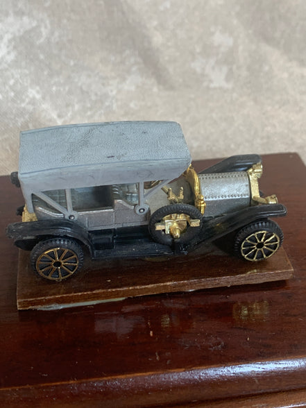 Edwardian Touring Car Miniature | Hinged Walnut Display Box | Felt-Lined | Brass Hardware | 1905–1915
