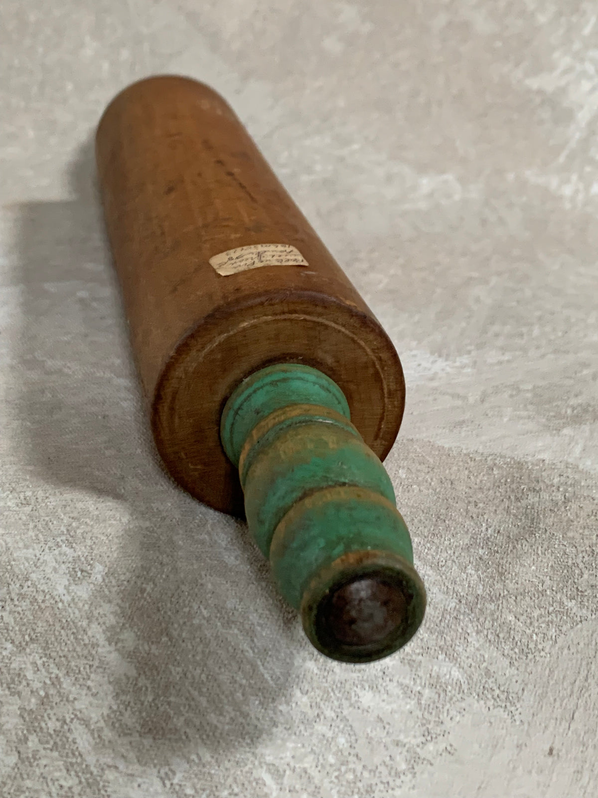 Teal-Handled Hardwood Rolling Pin