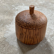 Coconut Palm Wood Turned Lidded Trinket Box | Natural Vascular Grain | Domed Lid | Folk Craft | Southeast Asia | Mid-Century | Vanity Jewelry Box