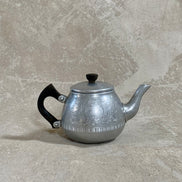 Swan Brand The Carlton 2-cup aluminum teapot, polished silver with etched Rococo scrollwork — Potlicker Pantry, Jolene Le Mille Archive