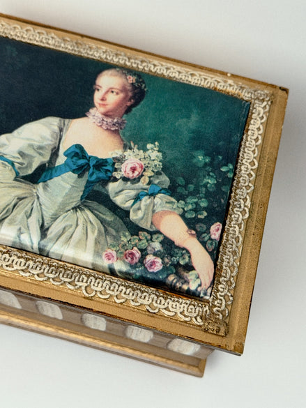 Gold Wooden Jewelry Box with Rococo Lady