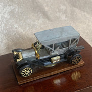 Edwardian Touring Car Miniature | Hinged Walnut Display Box | Felt-Lined | Brass Hardware | 1905–1915