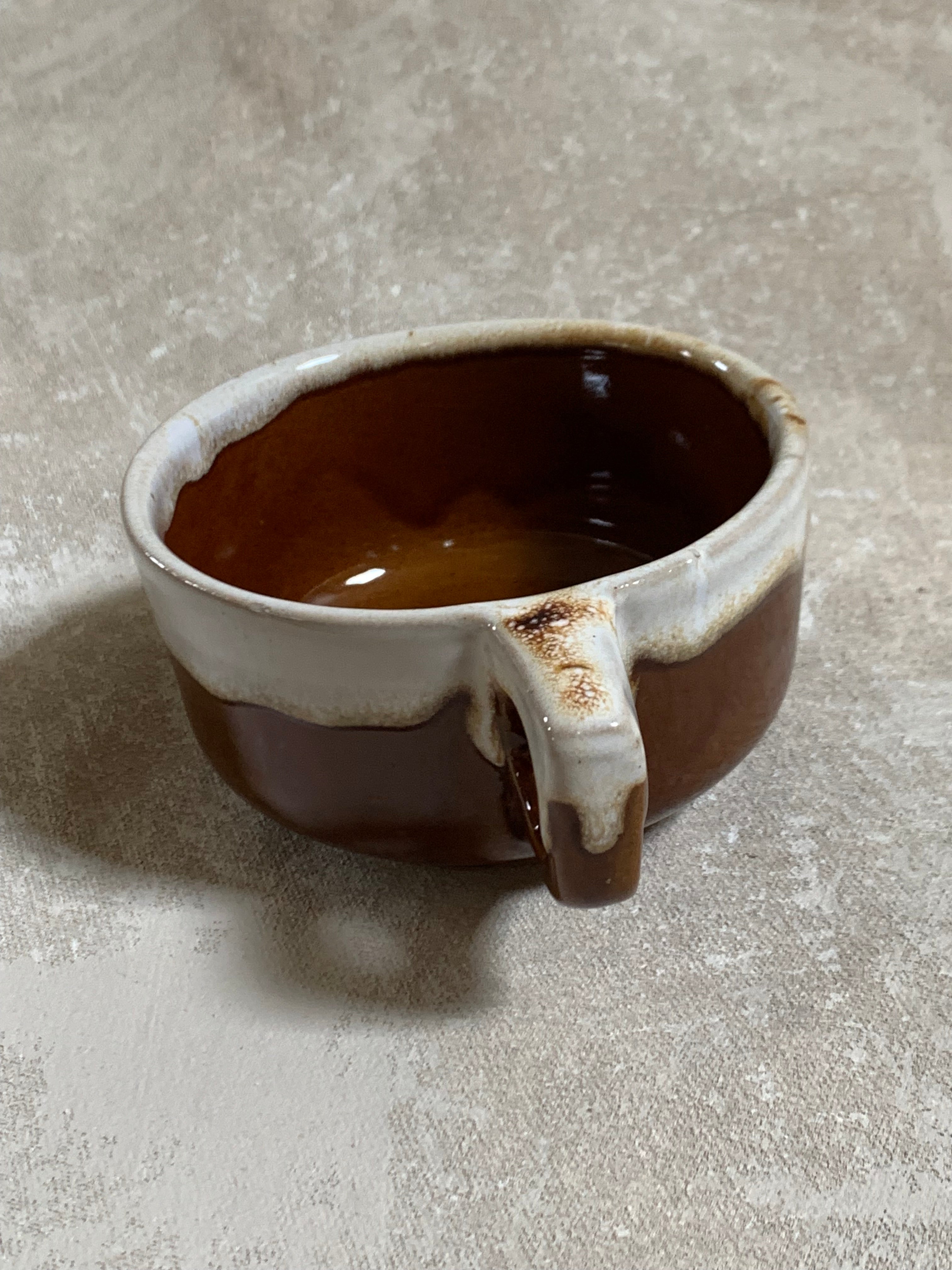 Western Stoneware Co. Mug Set of Two | WS Maple Leaf Mark | Brown Drip Glaze | Loop Handle | Monmouth Illinois | circa 1960s–1970s | Stoneware | Kitchen Decor