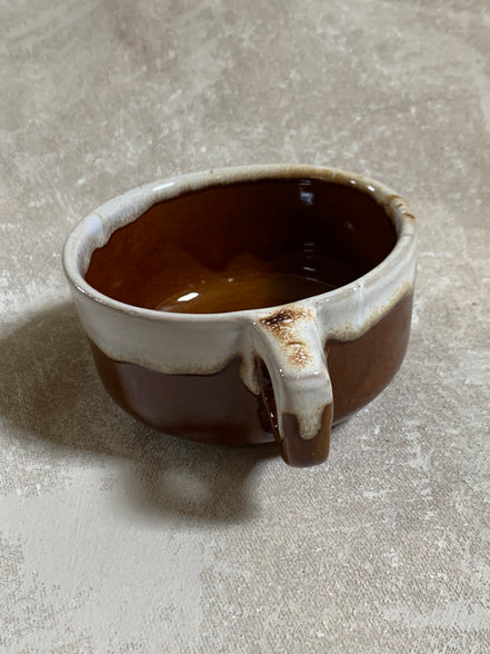 Western Stoneware Co. Mug Set of Two | WS Maple Leaf Mark | Brown Drip Glaze | Loop Handle | Monmouth Illinois | circa 1960s–1970s | Stoneware | Kitchen Decor