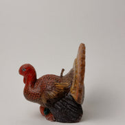 Vintage Thanksgiving Turkey Candle with Pumpkin, Hand-Painted Wax