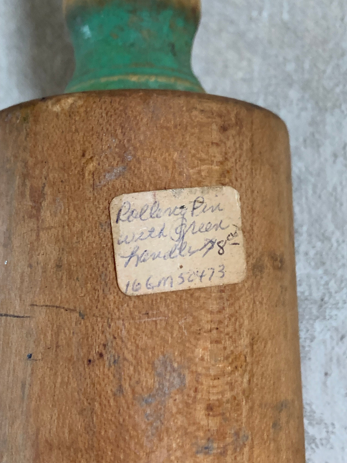 Teal-Handled Hardwood Rolling Pin