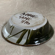 Apple Lane Pottery Bill Nagengast Serving Bowl | Wax Resist Botanical | Forest Green & Walnut | Original Bloomfield Hills Studio | July 1976 | Michigan Studio Porcelain