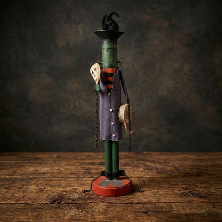 Vintage Frankenstein Candlestick Holder, Folk Art Halloween